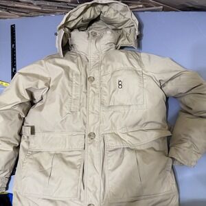 Bob Allen Parka Men Coat Extreme Arctic DOWN Jacket Tan Snorkel Hood Hunting L
